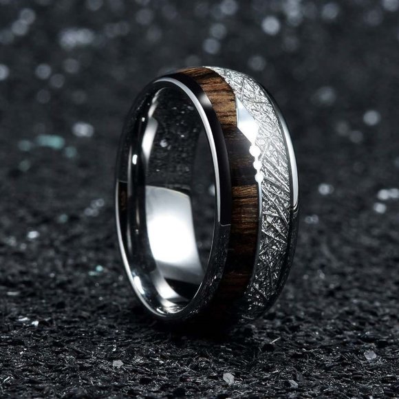 Hunter Koa Wood Tungsten Carbine Men's Ring - Picture 5 of 9